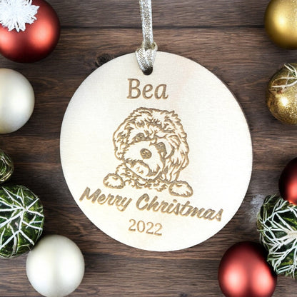 Personalised Wooden Dog's First Christmas Bauble