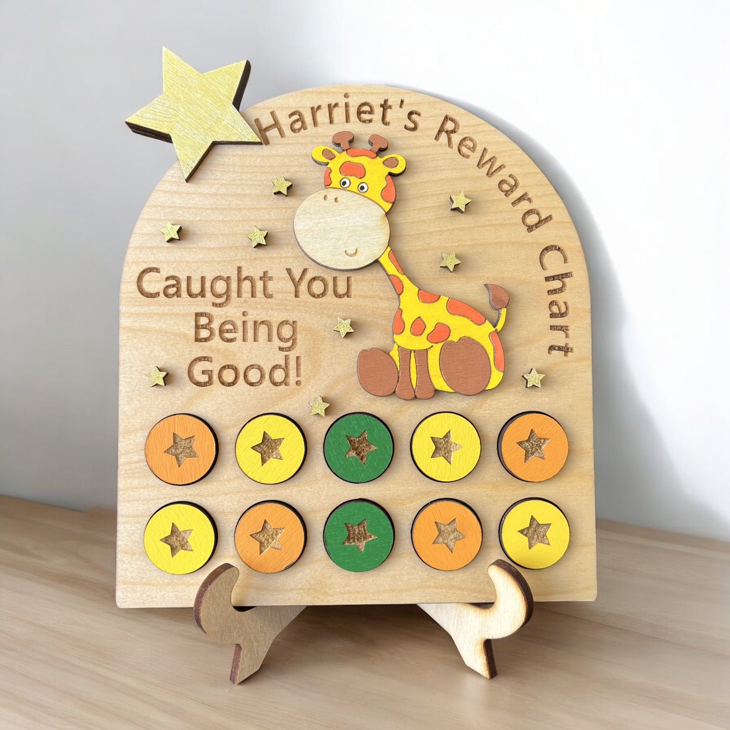 Hand Painted Wooden Reward Chart - Giraffe