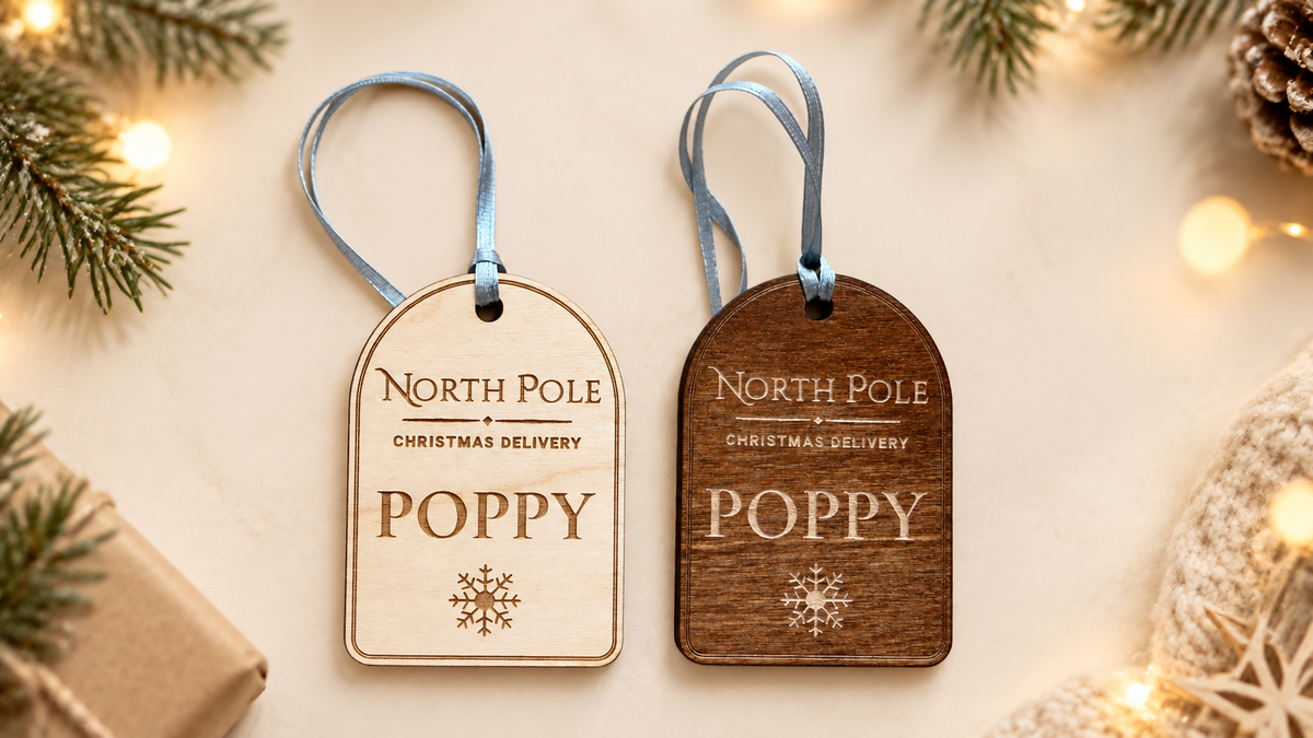 Personalised North Pole Wooden Stocking Tag
