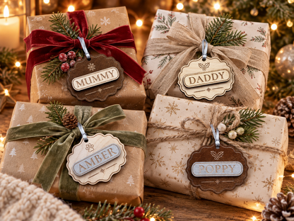 Personalised Scalloped Wooden Stocking Tag