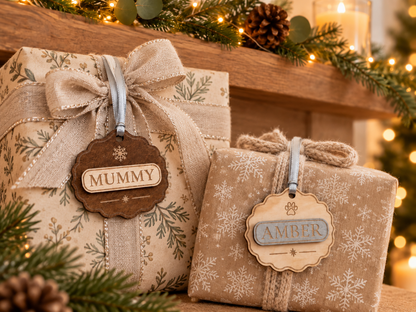 Personalised Scalloped Wooden Stocking Tag