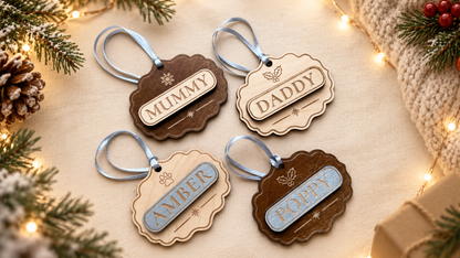Personalised Scalloped Wooden Stocking Tag