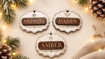 Personalised Scalloped Wooden Stocking Tag