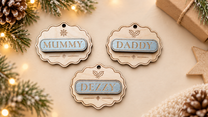 Personalised Scalloped Wooden Stocking Tag