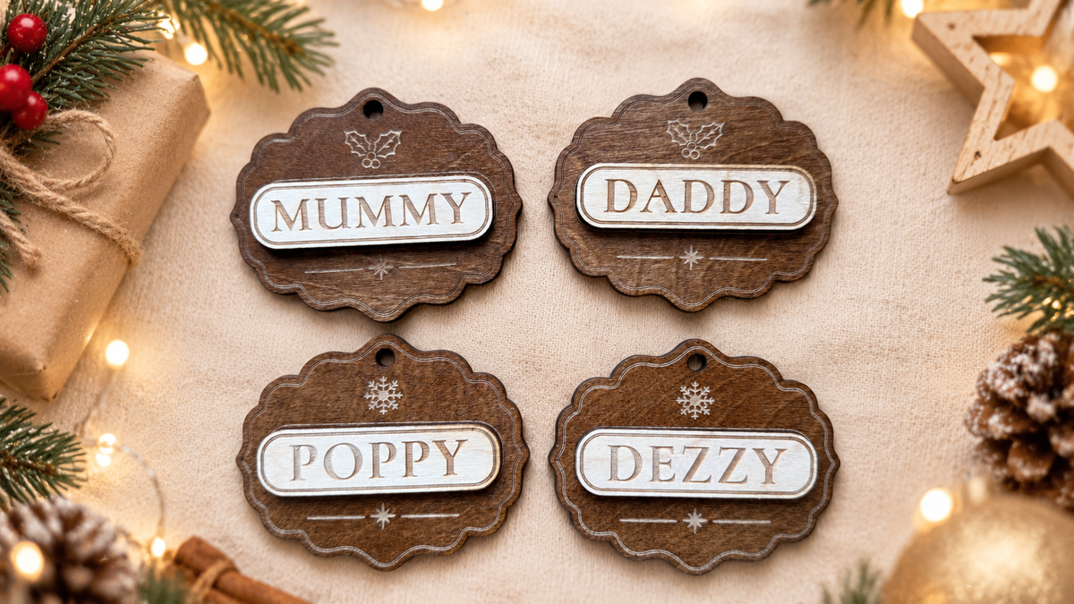 Personalised Scalloped Wooden Stocking Tag