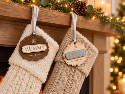 Personalised Scalloped Wooden Stocking Tag