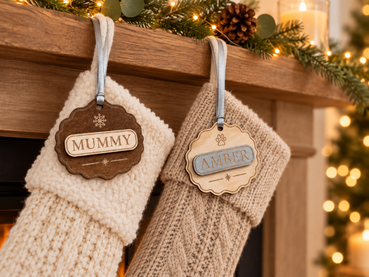 Personalised Scalloped Wooden Stocking Tag