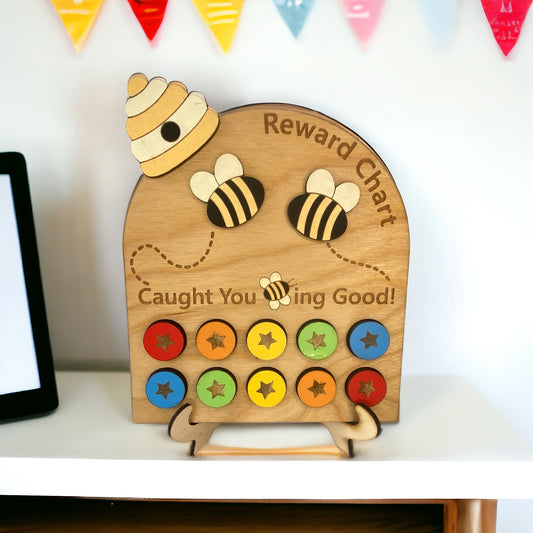 Hand Painted Wooden Reward Chart - Bees