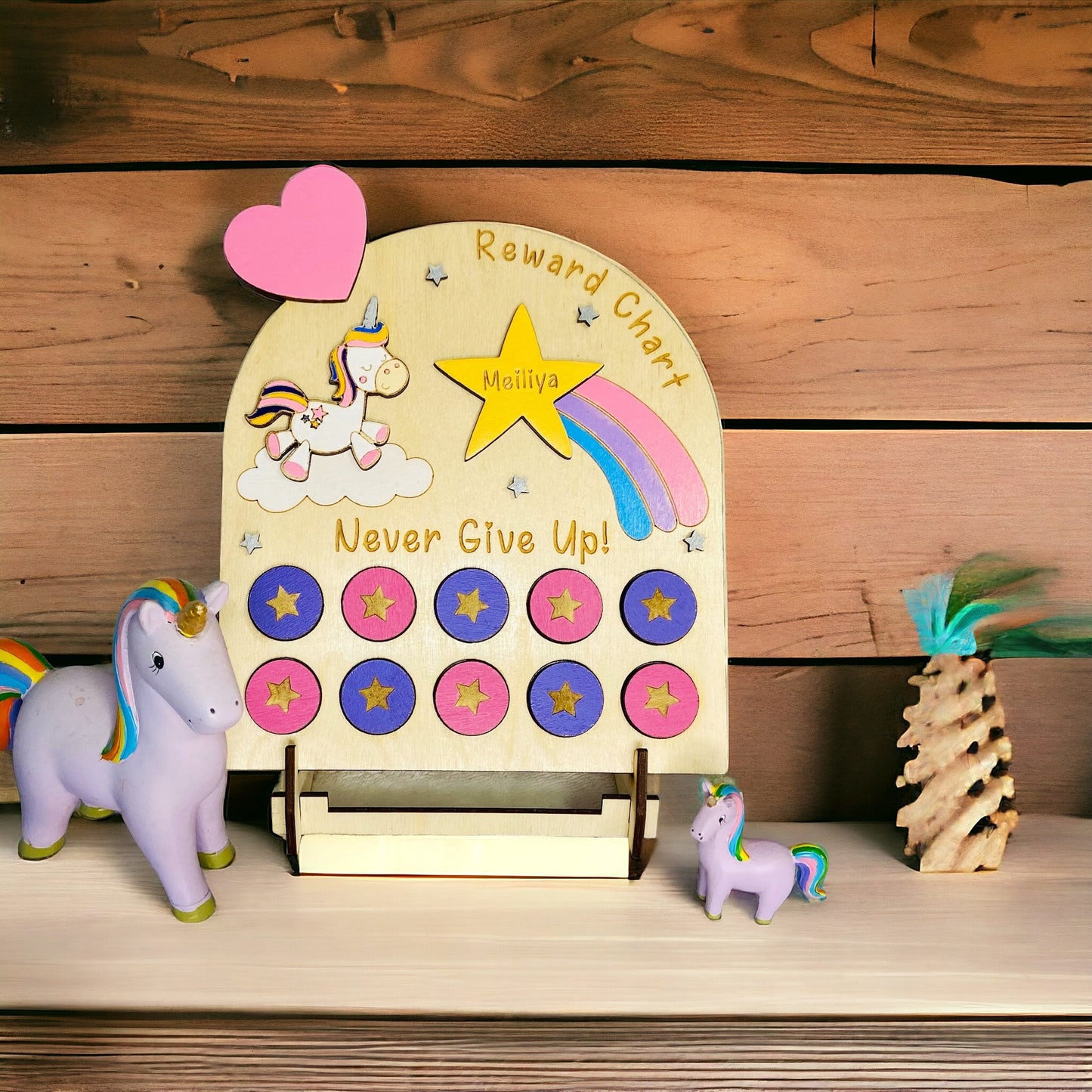 Hand Painted Wooden Reward Chart - Unicorn