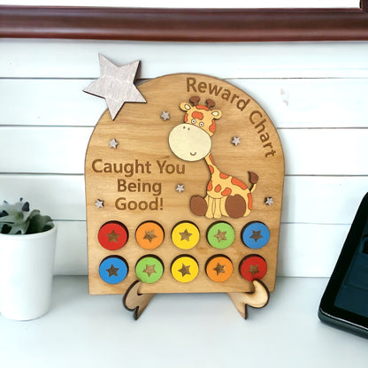 Hand Painted Wooden Reward Chart - Giraffe