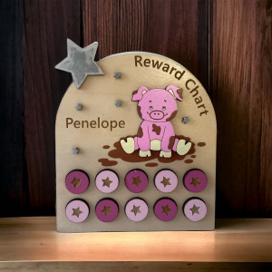 Hand Painted Wooden Reward Chart - Pig