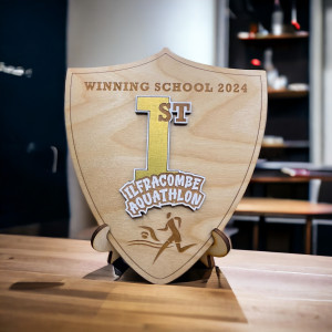 Personalised Wooden Trophy Shields - 1st, 2nd and 3rd